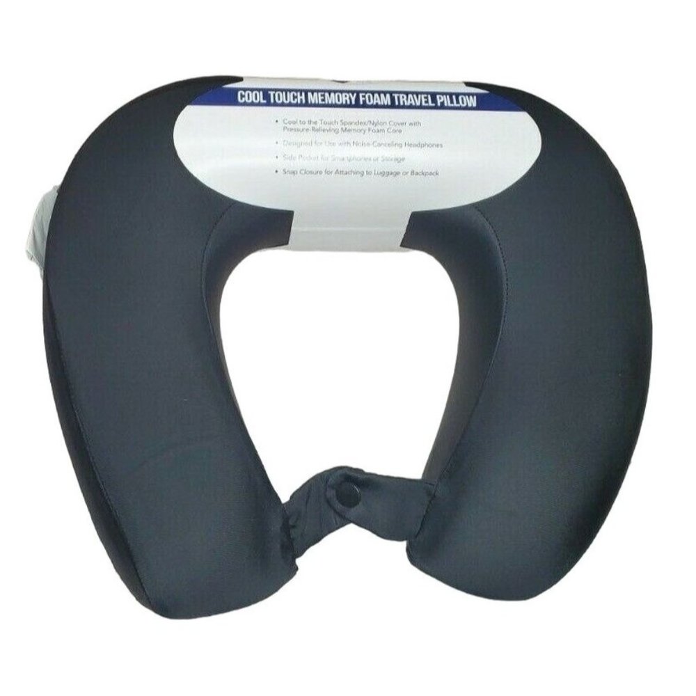 Premium American Tourister Cool Touch Memory Foam Travel Pillow with Pocket